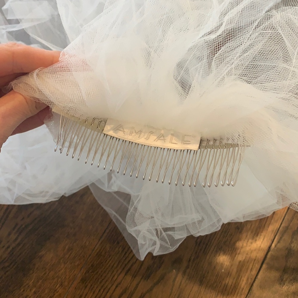 Gorgeous Amsale wedding veil with lace trim